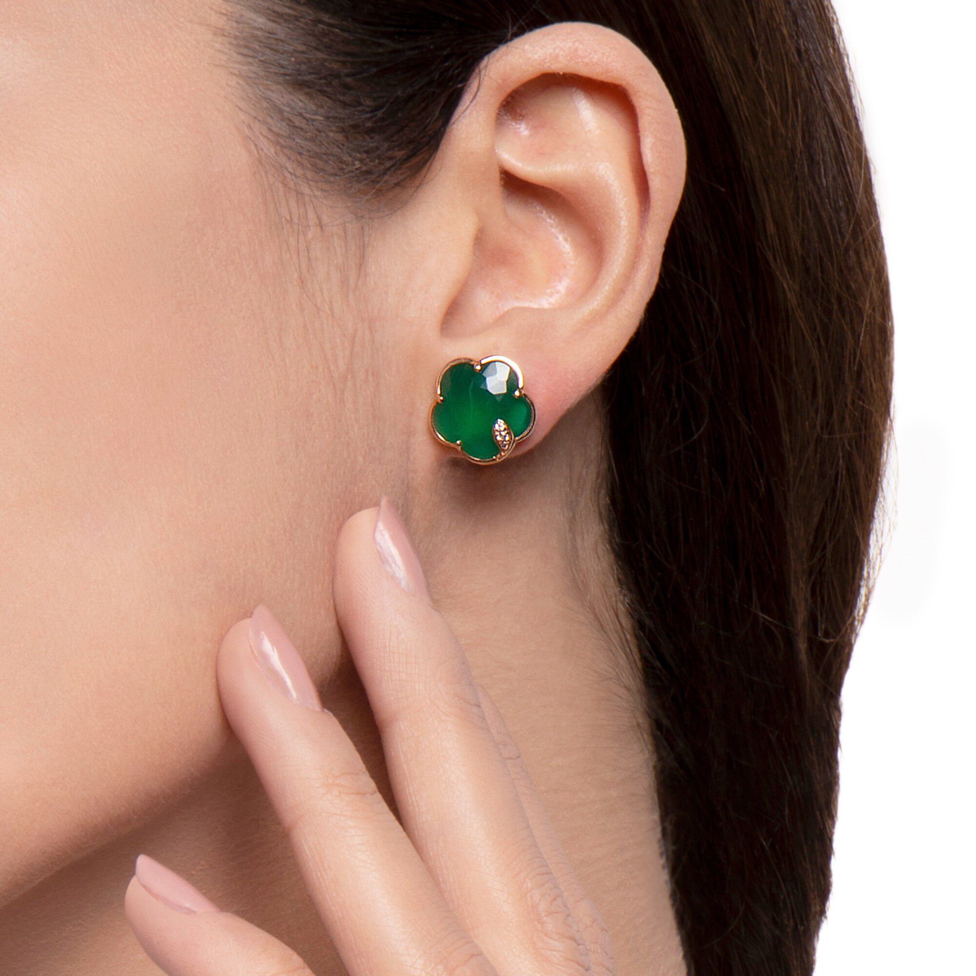 Rose gold and green earrings new arrivals